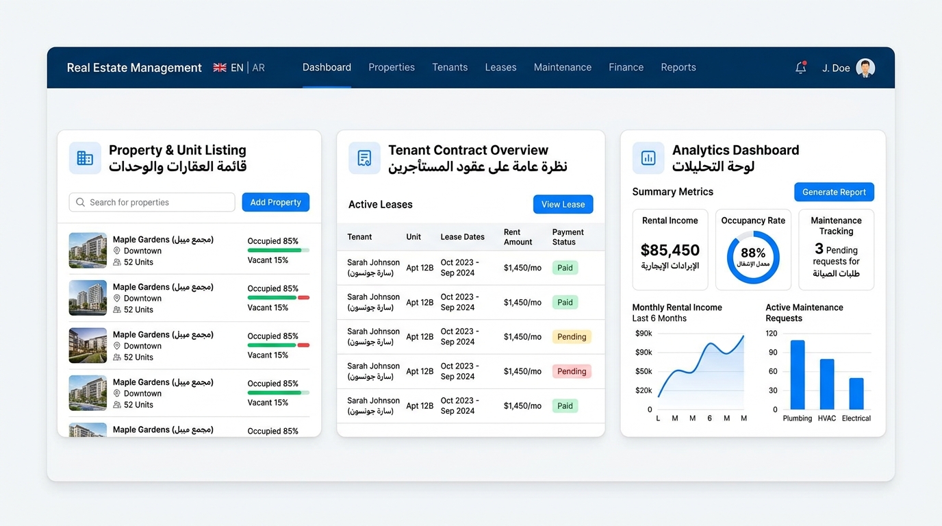 Real Estate Management System dashboard preview